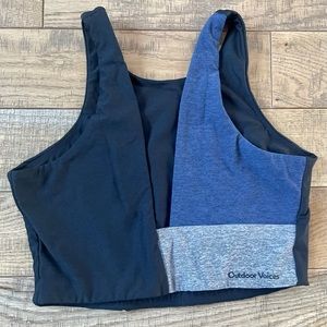 Outdoor Voices Venus Crop Top Medium Sports Bra Black/Blue